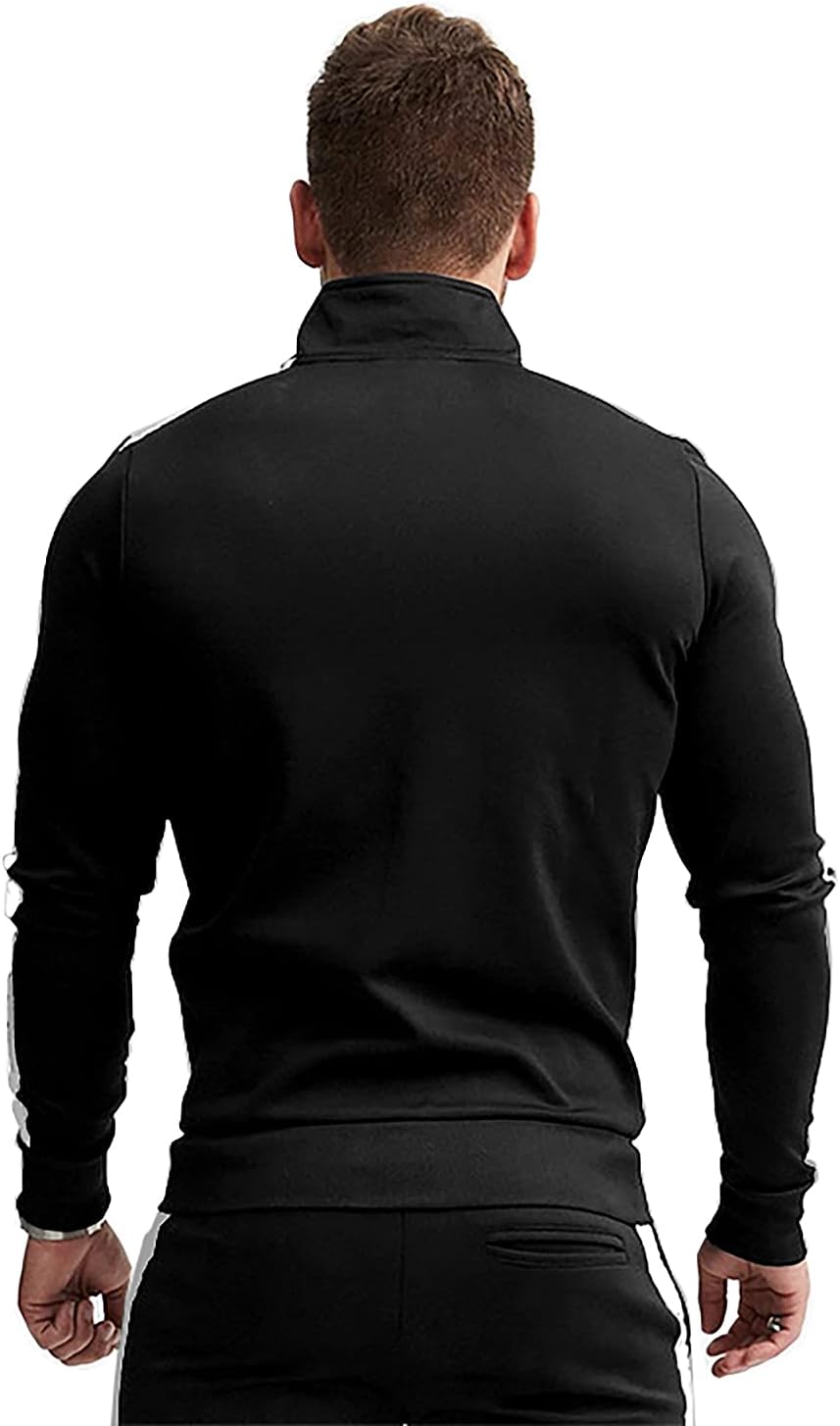 Men's Casual Active Tracksuits Full Zip Sports Jogging Suits Sets Athletic Running 2 Piece Sweatsuits with Zip Pockets