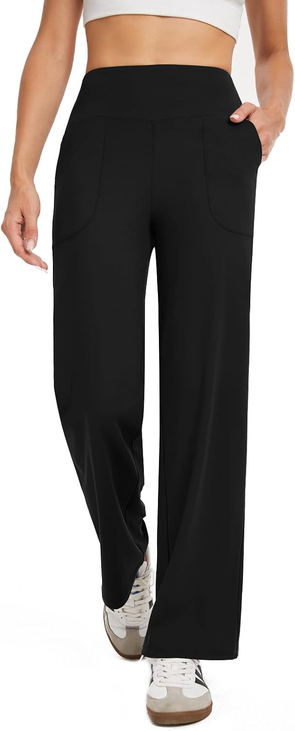 Wide Leg Pants Woman High Waist Yoga Pants with Pockets Loose Stretch Dress Work Sweatpants Casual Lounge