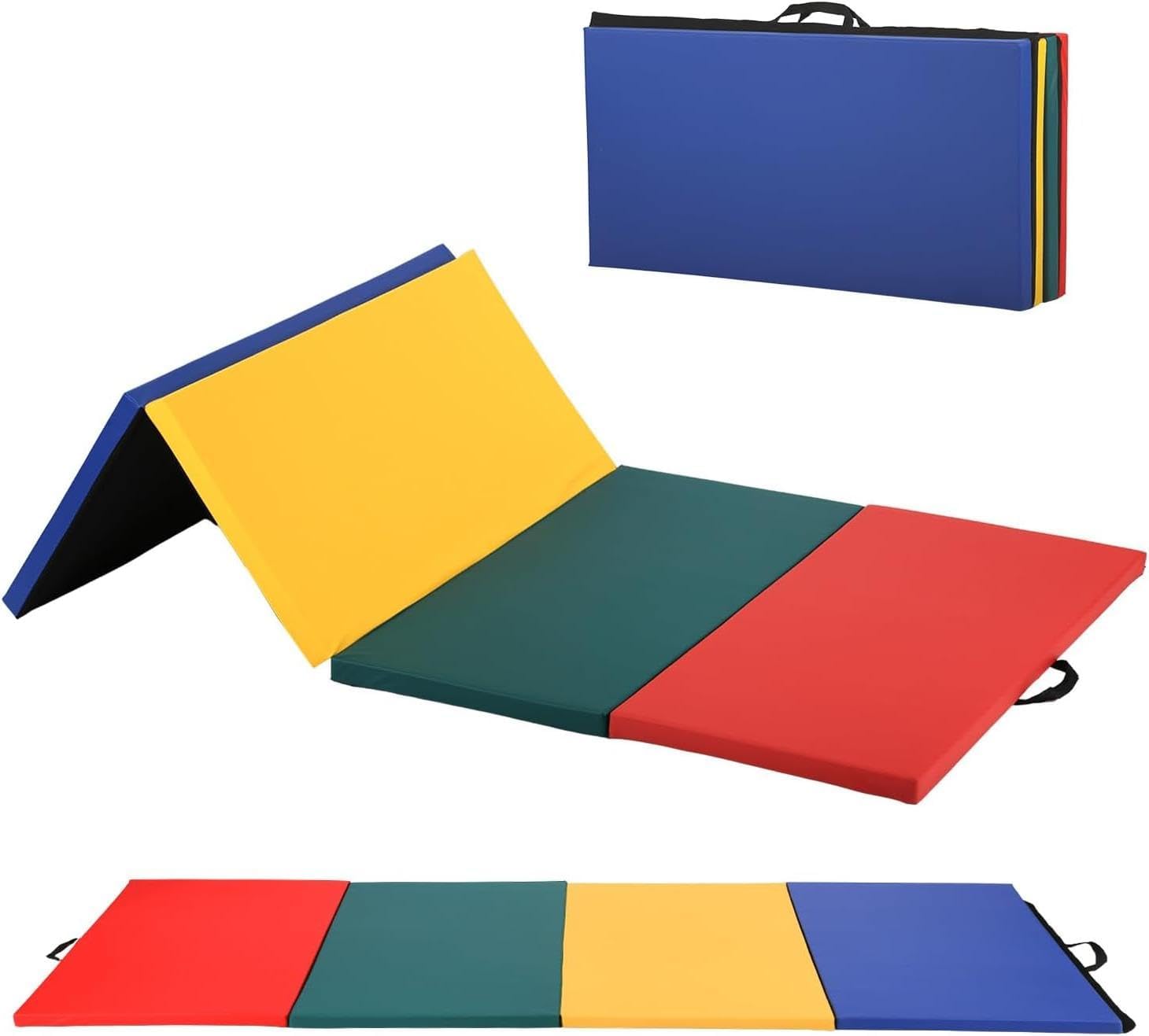 Tumbling Mats Gymnastics Tumbling Mats Foldable Foldable Yoga Mat Thick PU Leather Exercise Mat With Carrying Handles for home Workout outdoor Gymnastics Yoga Pilates