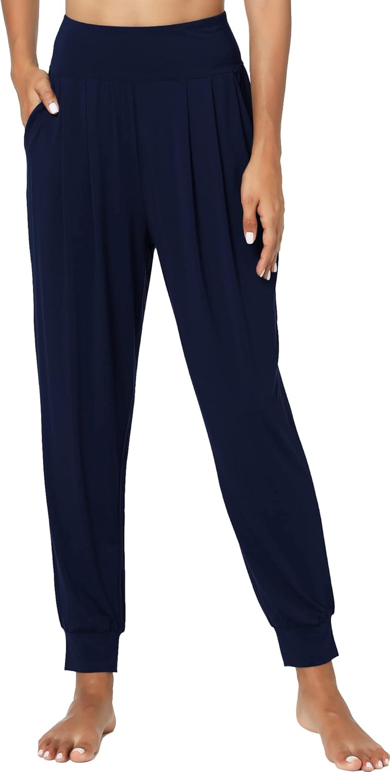 Womens Yoga Pants with Pockets - Viscose Made from Bamboo, High-Waist Joggers Sweatpants Lounge Pajama Bottoms