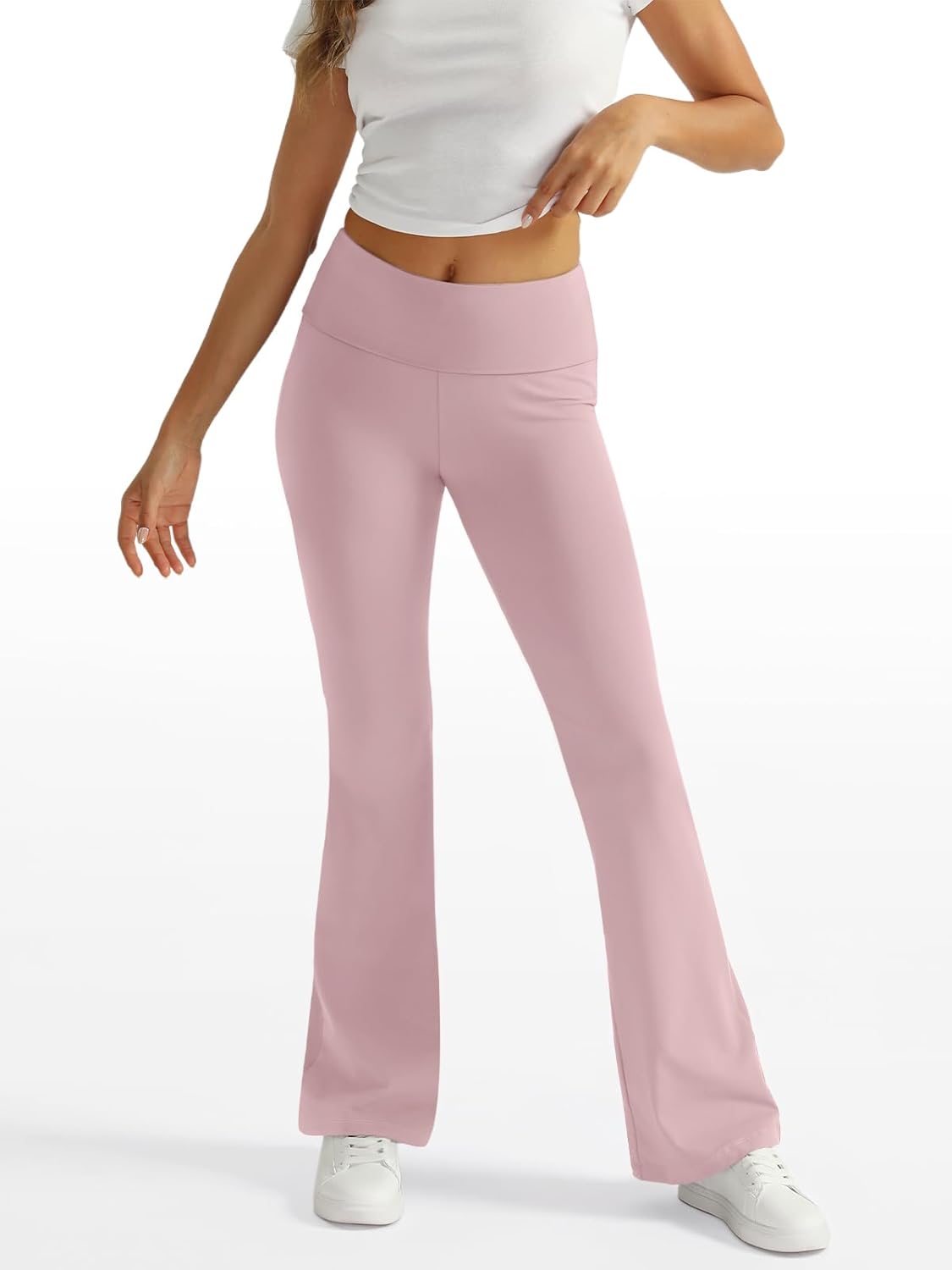 Women's Wide Leg Yoga Pants Bootcut Workout Flare Leggings Trendy High Waisted Fold Over 2026 Fall Outfits