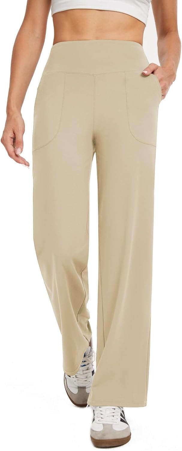 Wide Leg Pants Woman High Waist Yoga Pants with Pockets Loose Stretch Dress Work Sweatpants Casual Lounge