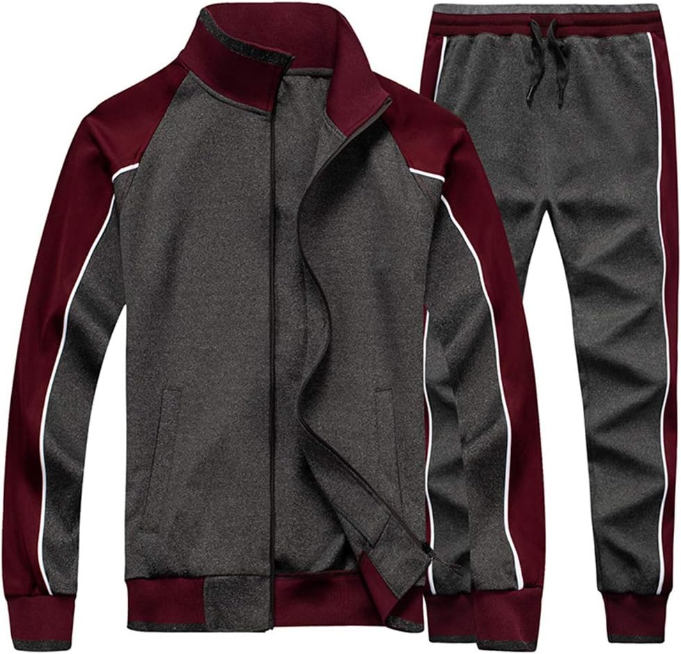 Men's Tracksuit 2 Pieces Sweat Suits Casual Full Zip Long Sleeve Outfit Sports Jogging Suits Set