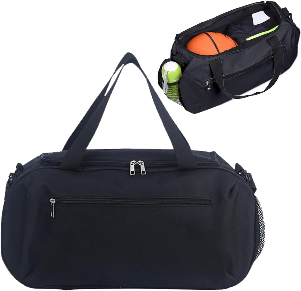 Travel Duffel Bag Sports Tote Gym Bag Shoulder  Overnight Bag Wet Dry Separation Fitness Bag HandHeld OneShoulder Yoga Exercise (Black)