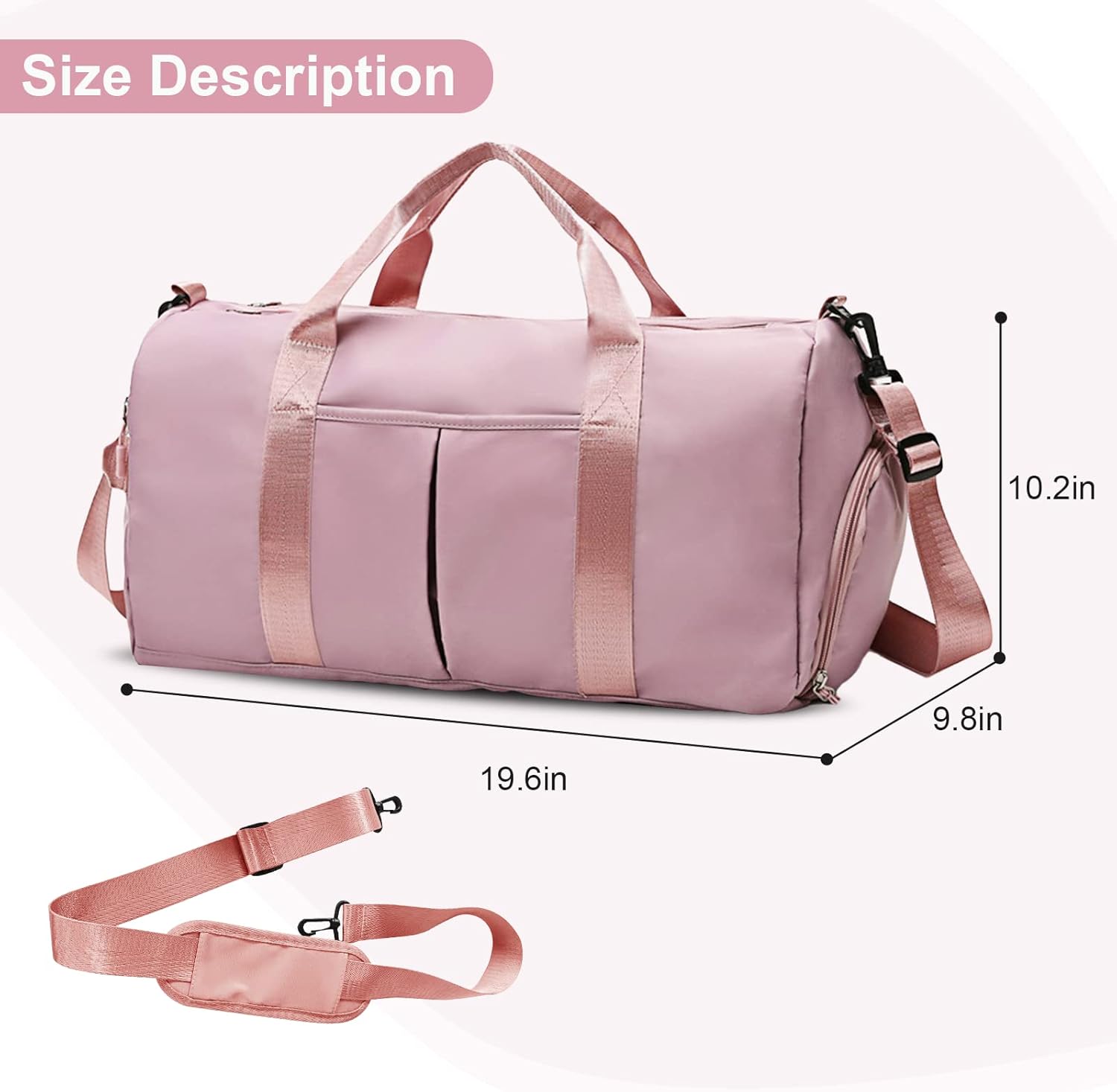 Sports Gym Bag with Wet Pocket & Shoes Compartment, Waterproof Shoulder  Bag for Women and Men Swim Sports Travel Gym Bag Lightweight and easy Carry on Pink