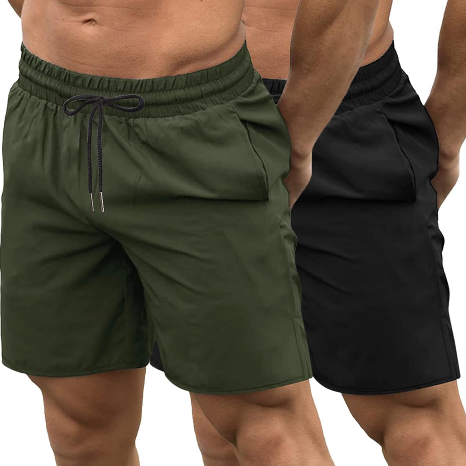 Men's 2 Pack Gym Workout Shorts 7 Inch Quick Dry Athletic Shorts Lightweight Running Shorts with Pockets