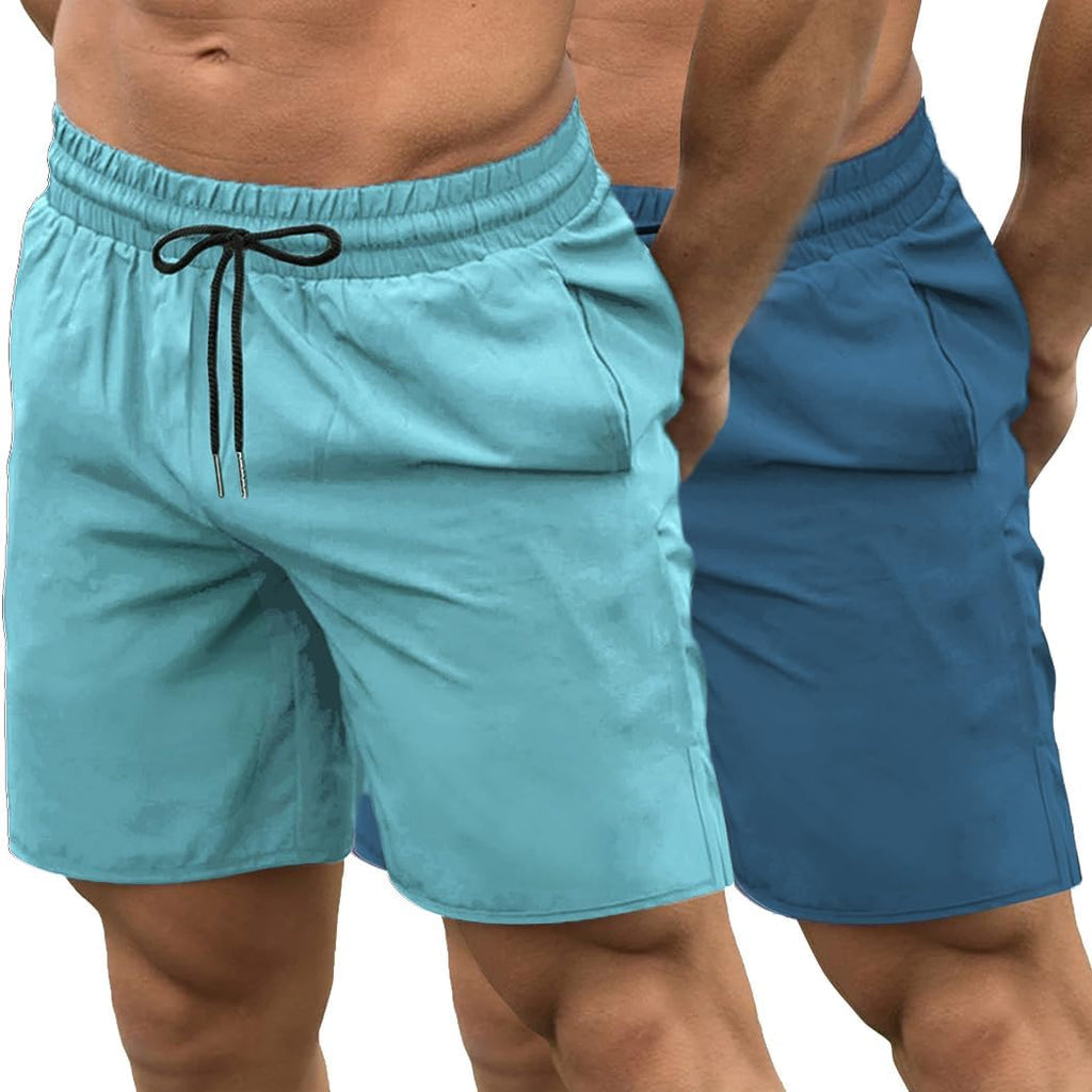 Men's 2 Pack Gym Workout Shorts 7 Inch Quick Dry Athletic Shorts Lightweight Running Shorts with Pockets