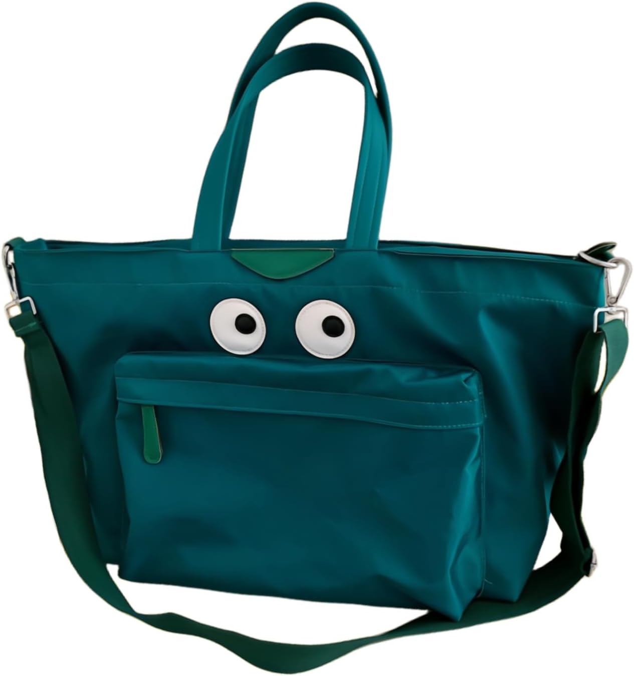 Funny Big-Eyed Smile Face Travel Duffel Bag Large Crossbody Gym Bag Shoulder Yoga Fitness Bag for Women (Green)