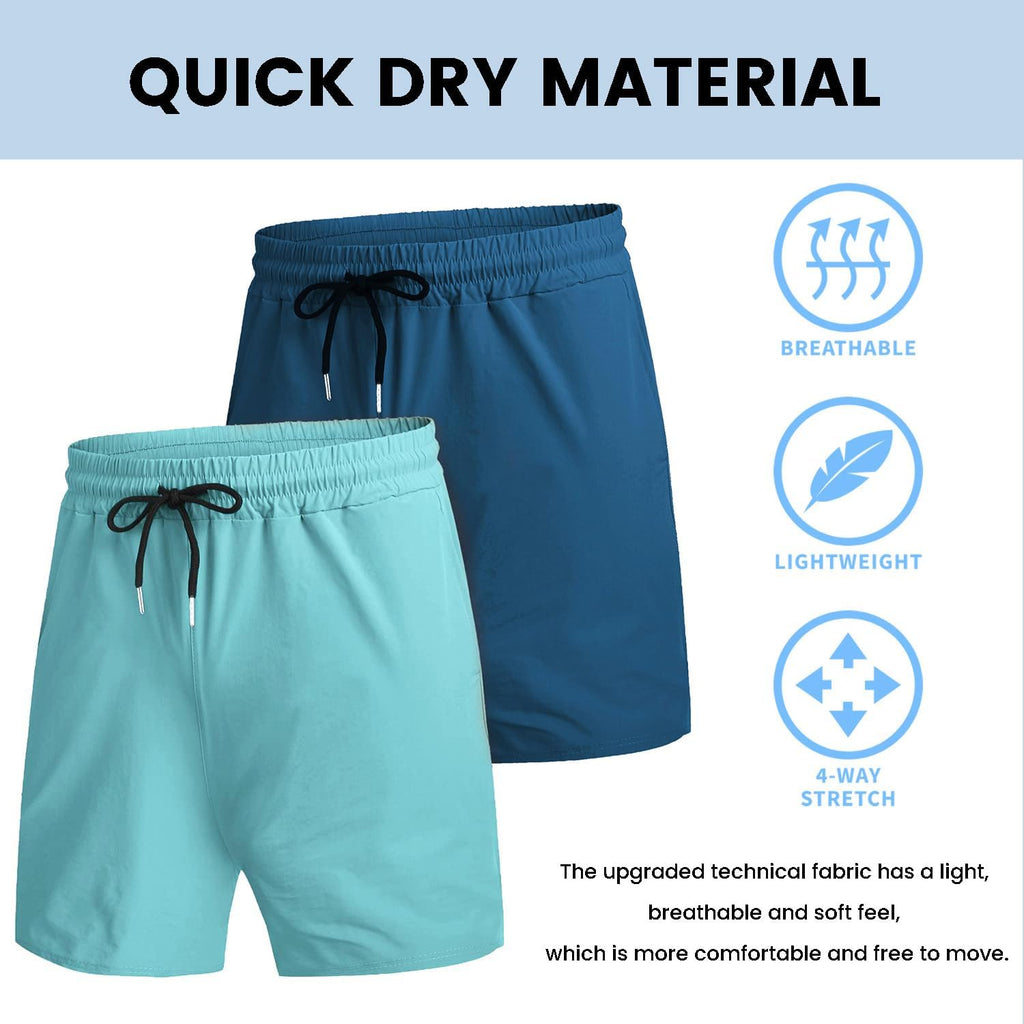 Men's 2 Pack Gym Workout Shorts 7 Inch Quick Dry Athletic Shorts Lightweight Running Shorts with Pockets