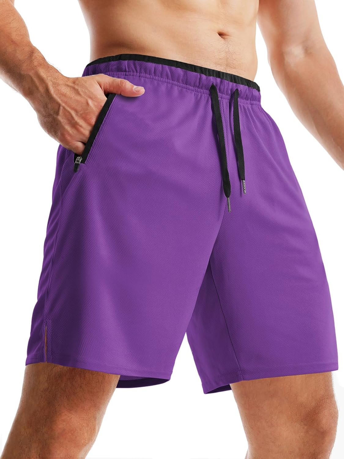 Mens Workout Shorts 5"/7"/10" with Zip Pockets Quick Dry Lightweight Gym Athletic Shorts Linerless Running Shorts