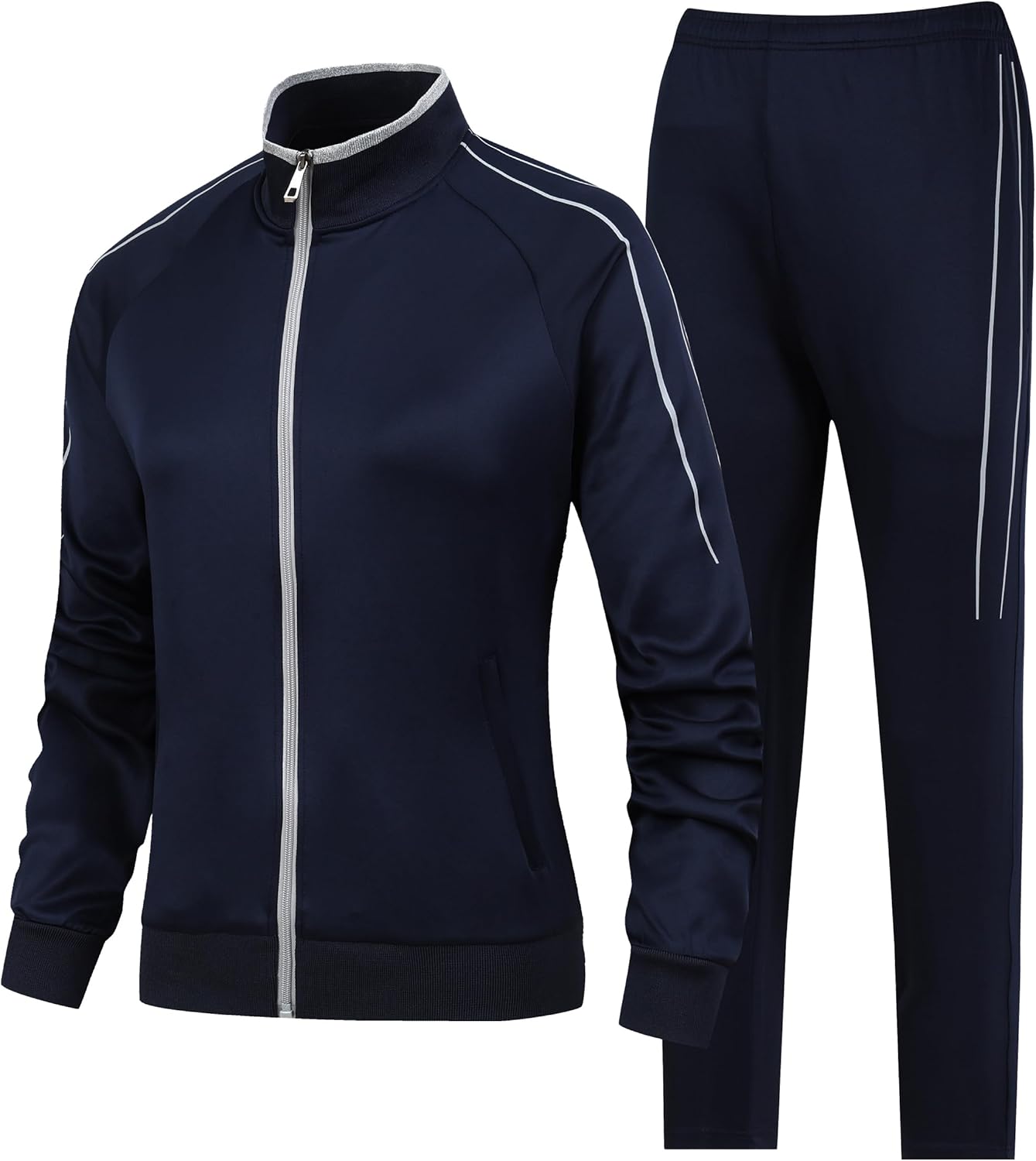 Women's 2 Pieces Athletic Tracksuit Full-Zip Workout Sweatsuit with Active Jackets and Pants
