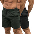 Mens 2 Pack Gym Athletic Running Workout Shorts 7" Drawstring Elastic Waist Quick Dry Shorts with Zipper Pockets Casual