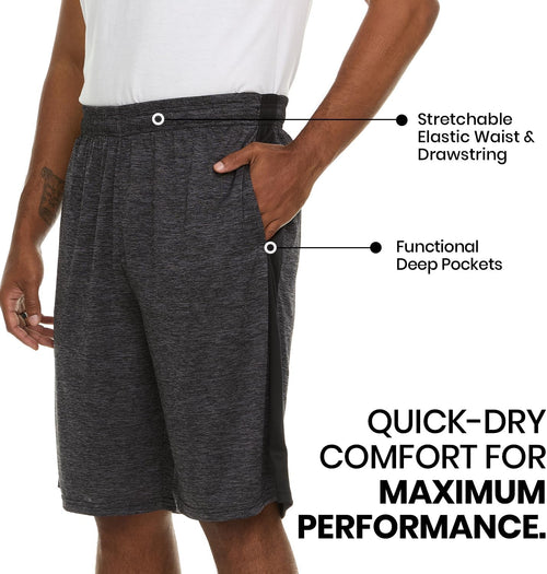 5 Pack: Men's Dry-Fit Sweat Resistant Active Athletic Performance Shorts