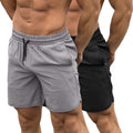 Mens 2 Pack Gym Athletic Running Workout Shorts 7" Drawstring Elastic Waist Quick Dry Shorts with Zipper Pockets Casual