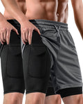 2 in 1 Mens Shorts Casual 2 Pack, Running Gym Shorts for Men 7 Inch, Workout Shorts Men with Pockets &Towel Loop