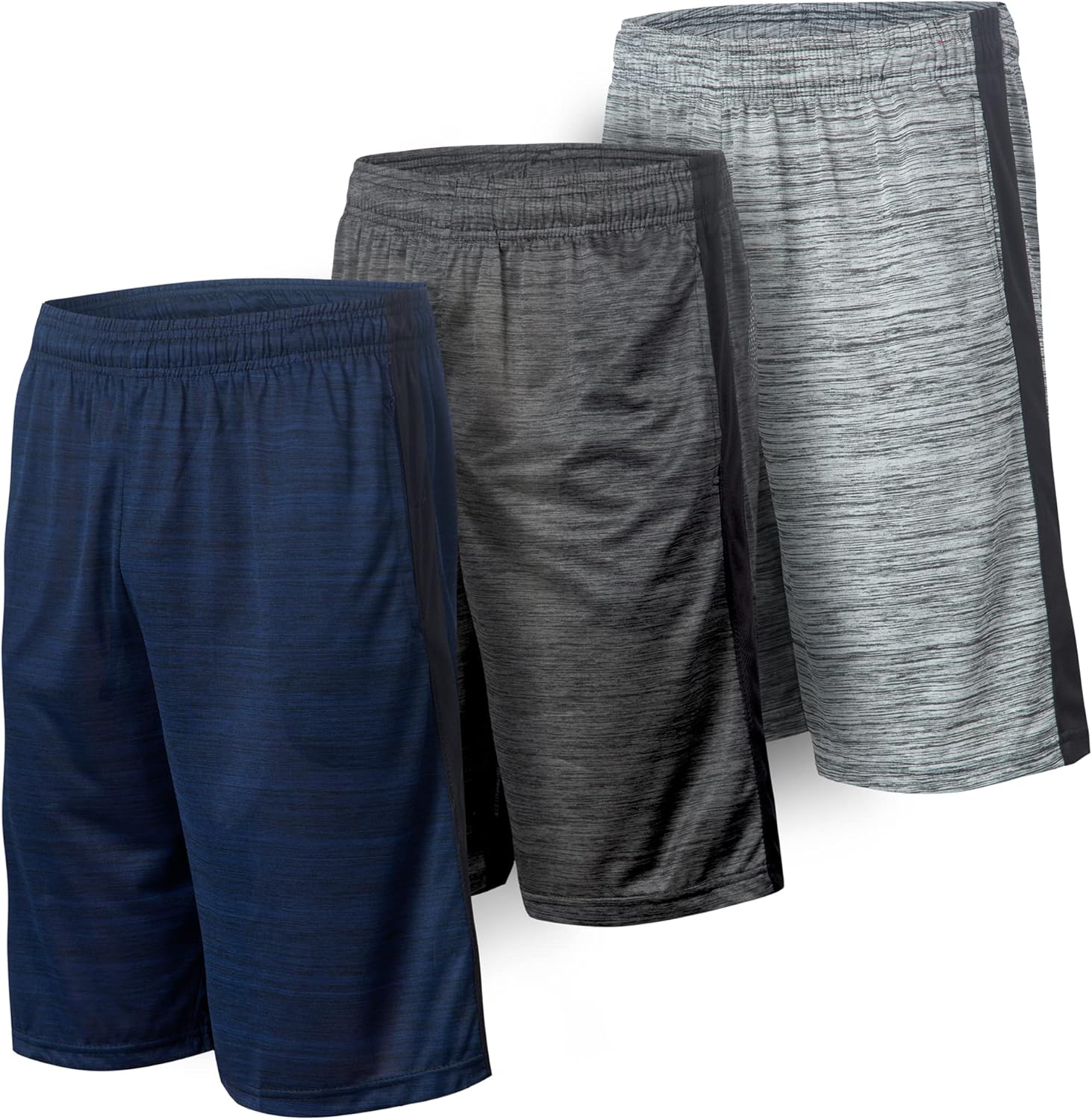 5 Pack: Men's Dry-Fit Sweat Resistant Active Athletic Performance Shorts