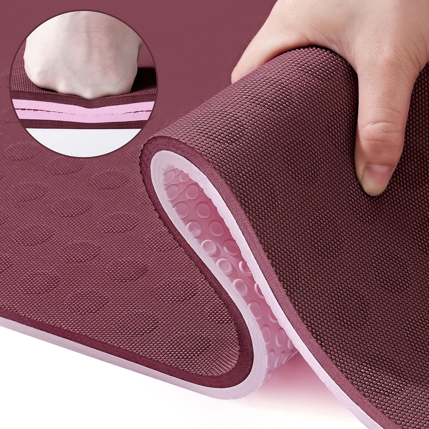 Extra Thick Yoga Mat, 2/5 inch, Ergonomic 3D Non Slip Design,  Certified TPE Material, Yoga Mat for Men Women with Carrying Strap,Exercises Mat for Yoga, Pilates and Floor Workout(72"x26")…